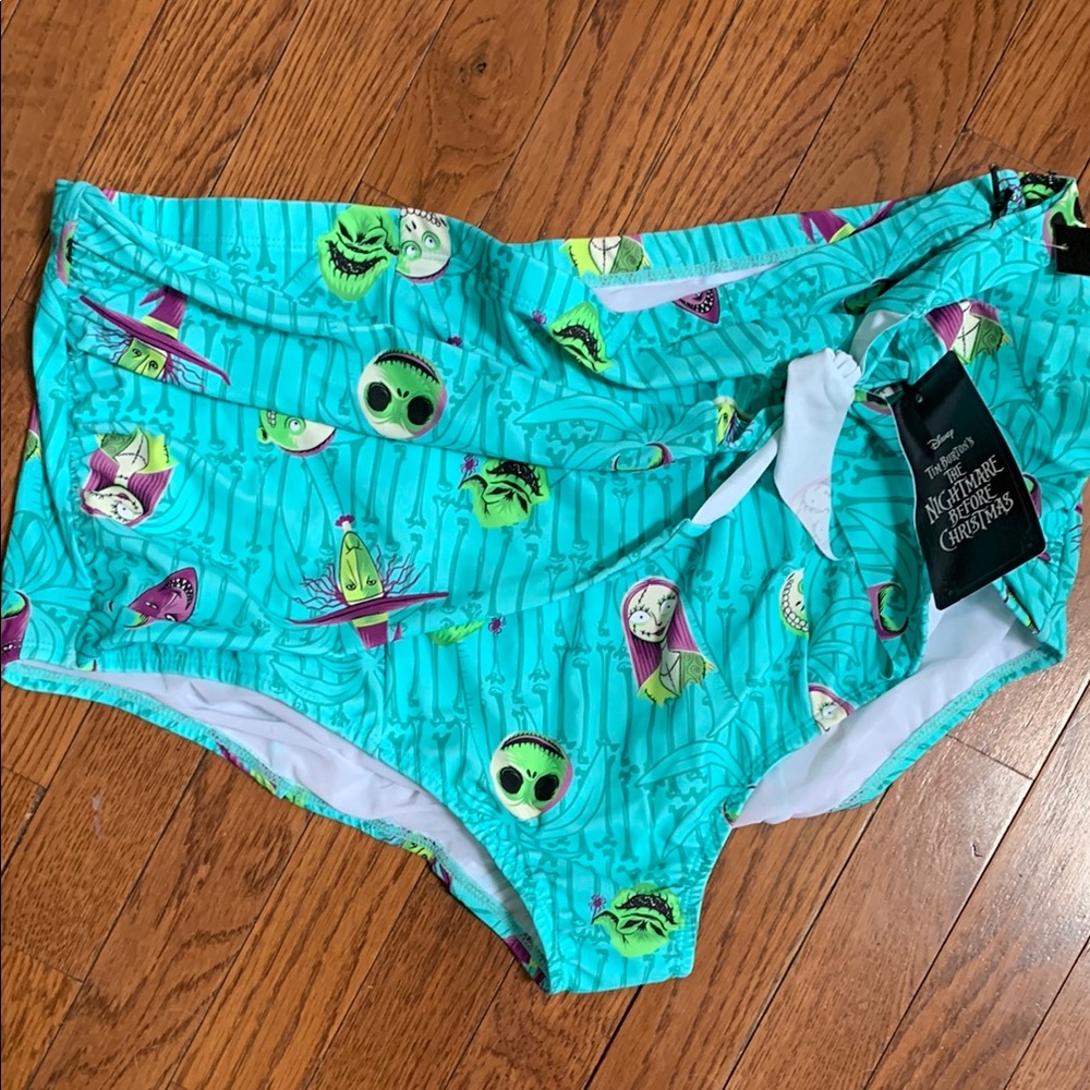 Disney Teal Bikini Bottom with Nightmare Before Christmas Print